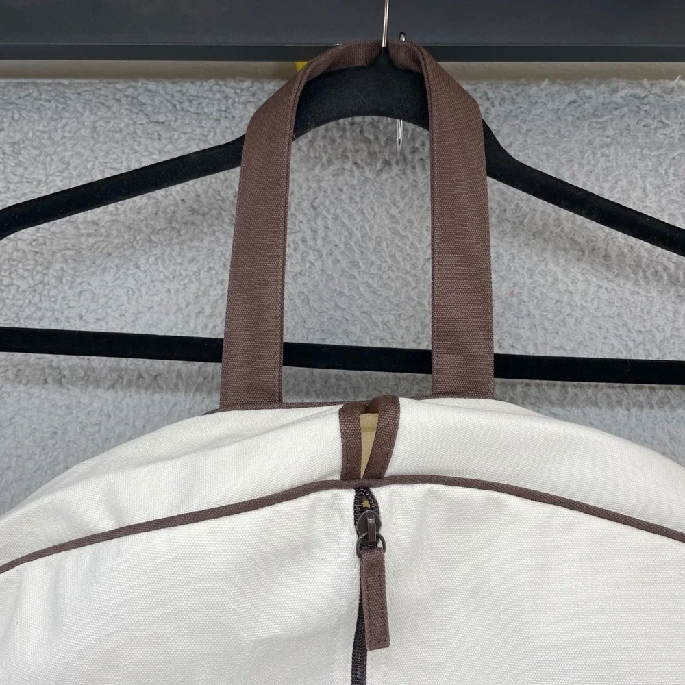 Hermes Garment Bag Unisex OS Adult Cream Canvas Brown Trim Logo Travel Case